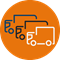 Commercial auto icon orange circle with white truck